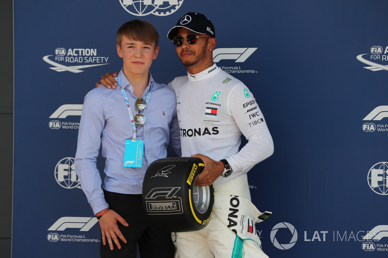 Billy Monger and Lewis Hamilton, Mercedes AMG F1