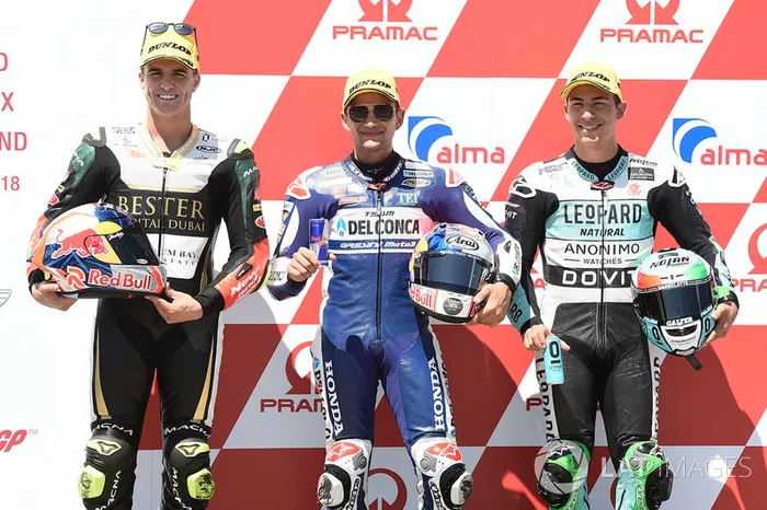 Poleman Jorge Martin, Del Conca Gresini Racing Moto3, segundo Marcos Ramirez, Bester Capital Dubai, tercero Enea Bastianini, Leopard Racing
