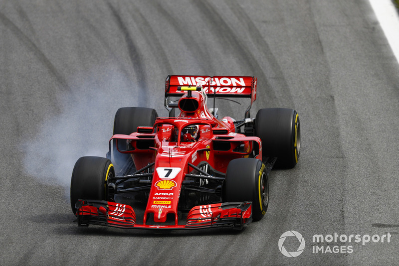 Kimi Raikkonen, Ferrari SF71H se bloquea