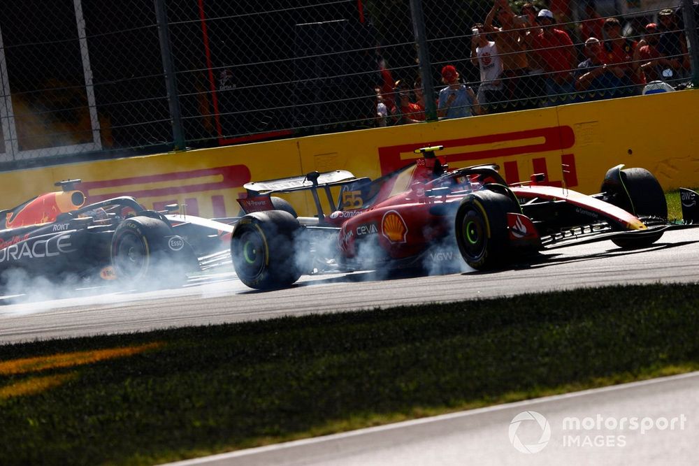 Sainz fought hard to keep Verstappen at bay after beating the Dutchman to pole