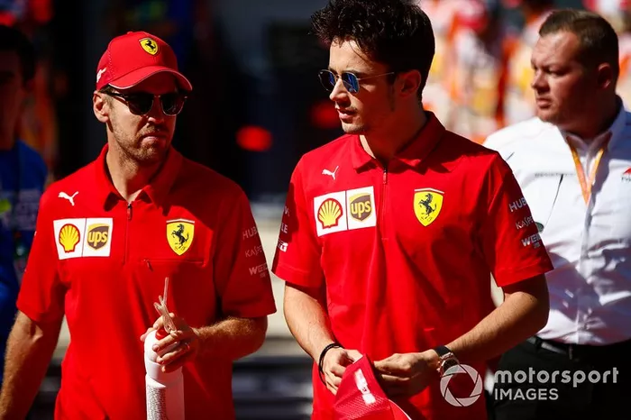 Sebastian Vettel, Ferrari, e Charles Leclerc, Ferrari 