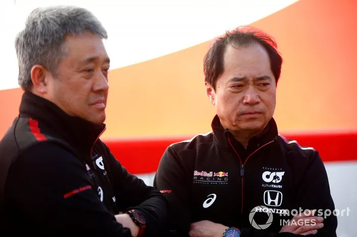 Masashi Yamamoto, General Manager, Honda Motorsport e Toyoharu Tanabe, F1 Technical Director, Honda 