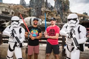 Ryan Blaney and Bubba Wallace at Star Wars Galaxy's Edge at Walt Disney World
