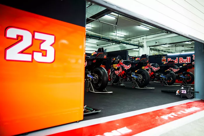 Red Bull KTM Tech 3 garage atmosphere
