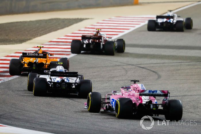 Charles Leclerc, Sauber C37 Ferrari, Stoffel Vandoorne, McLaren MCL33 Renault, Sergey Sirotkin, Williams FW41 Mercedes, e Sergio Perez, Force India VJM11 Mercedes