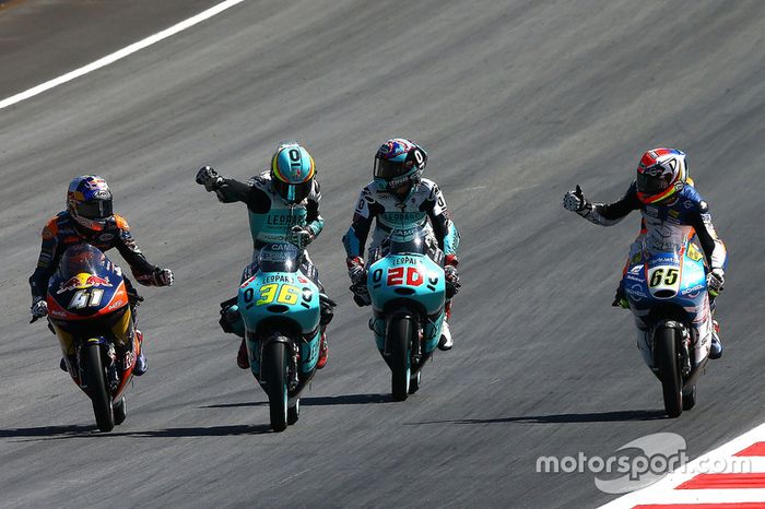 Segundo, Brad Binder, Red Bull KTM Ajo, ganador, Joan Mir, Leopard Racing