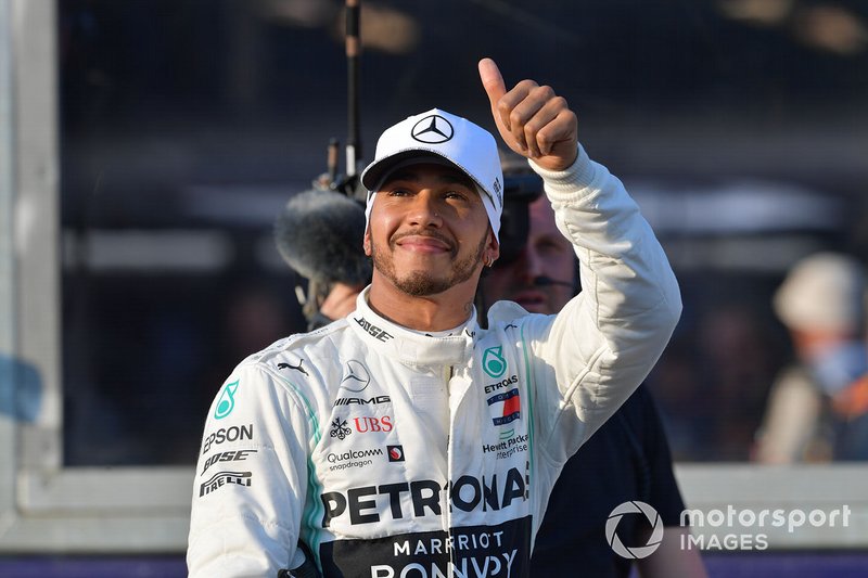 Lewis Hamilton, Mercedes AMG F1, celebrates pole