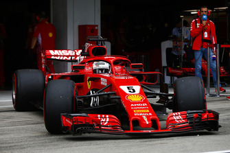 Sebastian Vettel, Ferrari SF71H, leaves the garage