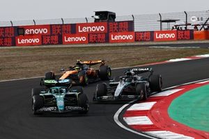 Lando Norris, McLaren, George Russell, Mercedes, Lance Stroll, Aston Martin Racing