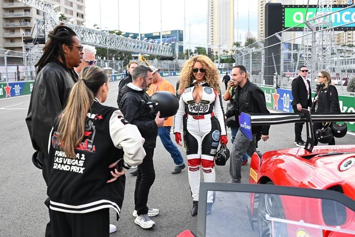Jay-Z and Beyonce on the Pirelli hot laps grid 