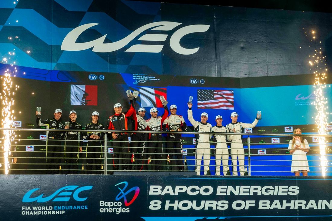 #87 Akkodis ASP Team Lexus RC F LMGT3: Petru Umbrarescu, Clemens Schmid, Jose María Lopez, #61 Iron Lynx Mercedes-AMG LMGT3: Martin Berry, Lin Hodenius, Maxime Martin, #27 Heart Of Racing Team Aston Martin Vantage AMR LMGT3: Ian James, Zacharie Robichon, 