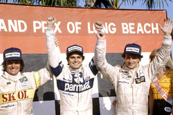Le vainqueur Nelson Piquet, Brabham BT49-Ford Cosworth; le deuxième Riccardo Patrese, Arrows A3-Ford Cosworth; le troisième Emerson Fittipaldi, Fittipaldi F7-Ford Cosworth
