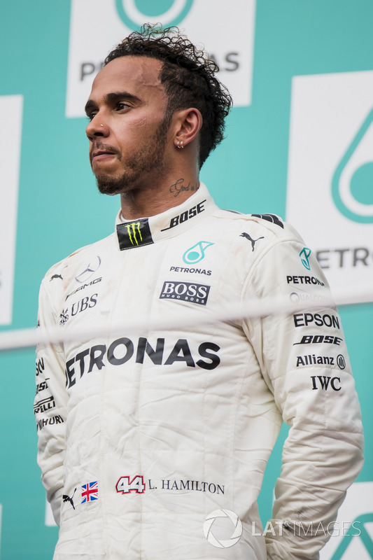 Second place Lewis Hamilton, Mercedes AMG F1, on the podium
