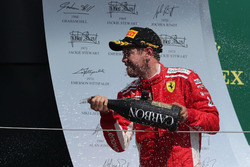 Sebastian Vettel, Ferrari celebrates on the podium