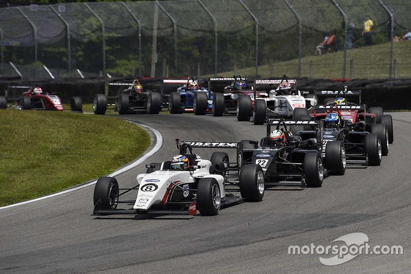 Kyle Kirkwood (Cape Motorsports), the eventual 2018 USF2000 champion, leads at Mid-Ohio.