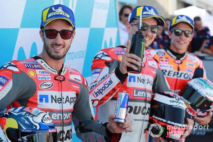 Ganador de la pole Jorge Lorenzo, Ducati Team, segundo Andrea Dovizioso, tercero Marc Márquez