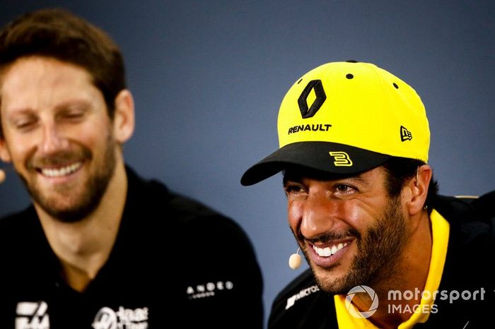 Conferencia de prensa Romain Grosjean, Haas F1 y Daniel Ricciardo, del equipo Renault F1 