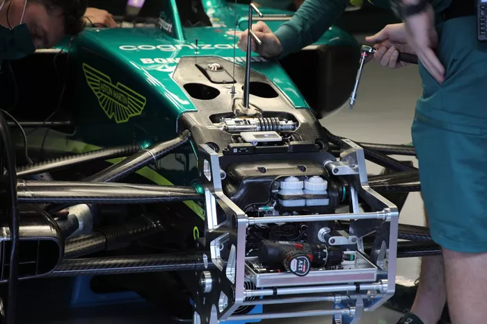 Aston Martin AMR22 front suspension detail