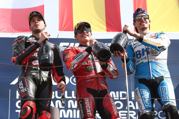 Marco Bezzecchi, Aprilia Racing, Alex Márquez, Gresini Racing, Marc Márquez, Ducati Team