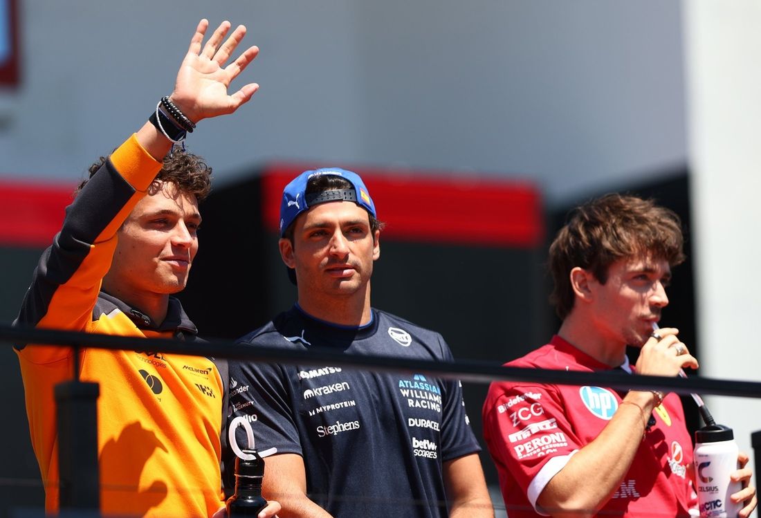 Charles Leclerc, Ferrari, Lando Norris, McLaren, Carlos Sainz, Williams