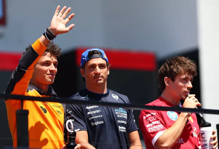 Charles Leclerc, Ferrari, Lando Norris, McLaren, Carlos Sainz, Williams