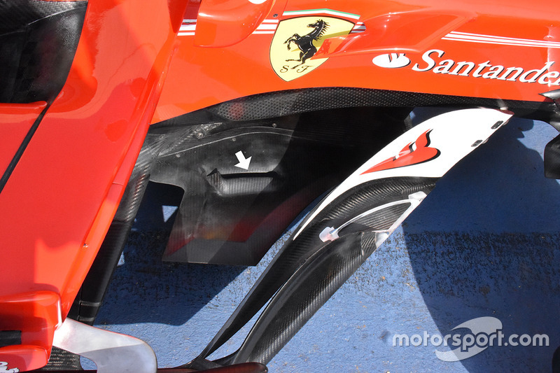 Ferrari SF70H, extensiones del divisor en forma triangular