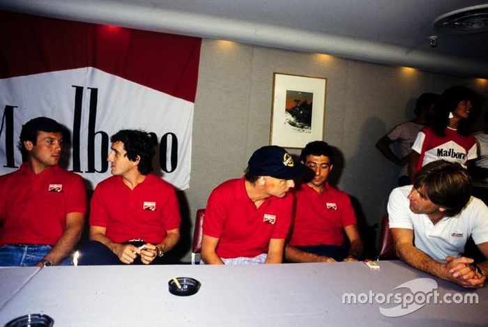 Patrick Tambay, Alain Prost, Niki Lauda, Michele Alboreto and Marc Surer