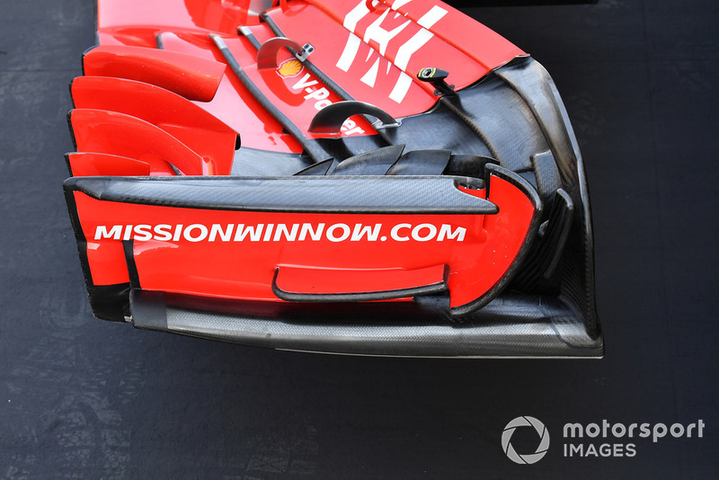 Vue détaillée d'un aileron avant de Ferrari SF71H