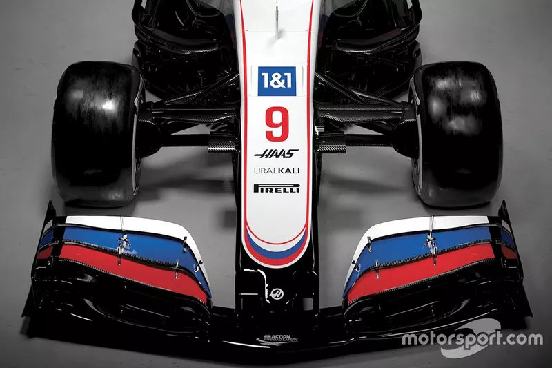 Detalle del alerón delantero del Haas VF-21