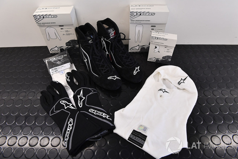 Balaclavas, gloves and boots in the F1 Experiences garage