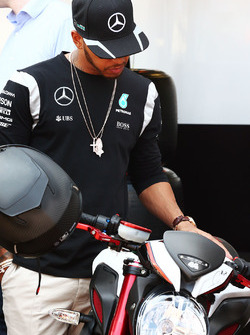 Lewis Hamilton, Mercedes AMG F1 with his motorbike