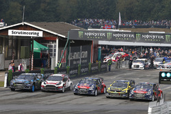 Andreas Bakkerud, Hoonigan Racing Division Ford; Timmy Hansen, Team Peugeot Hansen; Tanner Foust, Vo