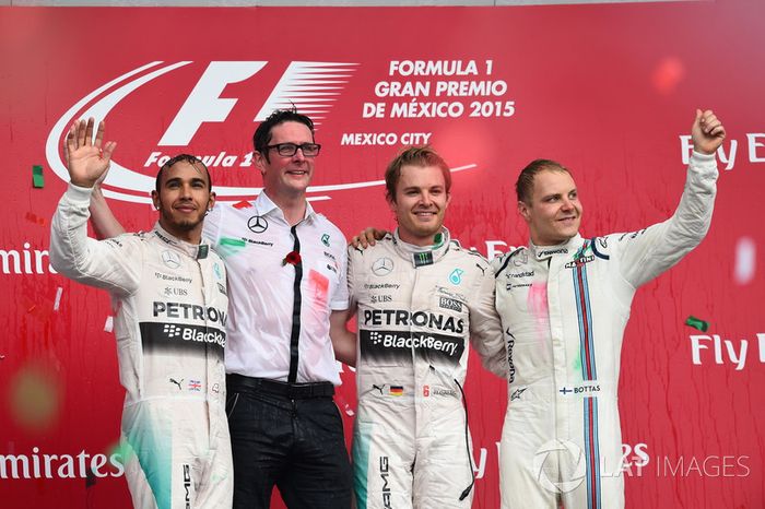 2015: 1. Nico Rosberg, 2. Lewis Hamilton, 3. Valtteri Bottas
