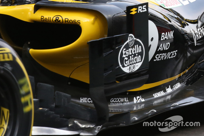 Vue détaillée d'un déflecteur sur la Renault R.S.18 de Nico Hülkenberg