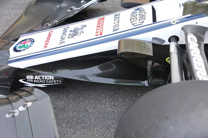 Detalle del alerón delantero del Alfa Romeo Racing C38