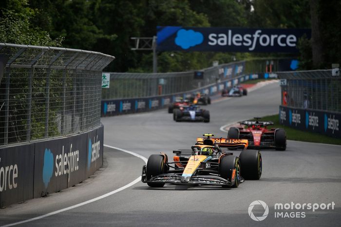 Lando Norris, McLaren MCL60, Charles Leclerc, Ferrari SF-23, Alex Albon, Williams FW45