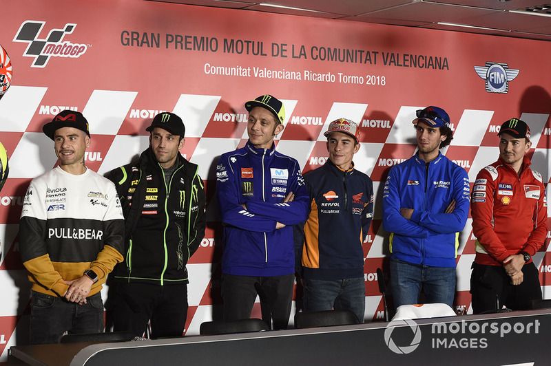 Alvaro Bautista, Angel Nieto Team, Johann Zarco, Monster Yamaha Tech 3, Valentino Rossi, Yamaha Factory Racing, Marc Marquez, Repsol Honda Team, Alex Rins, Team Suzuki MotoGP, Jorge Lorenzo, Ducati Team