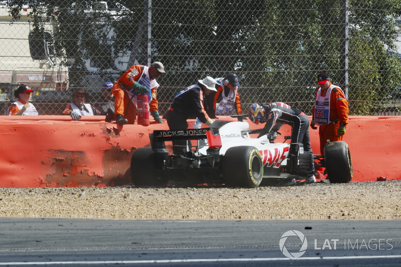 Romain Grosjean, Haas F1 Team, dopo l'incidente