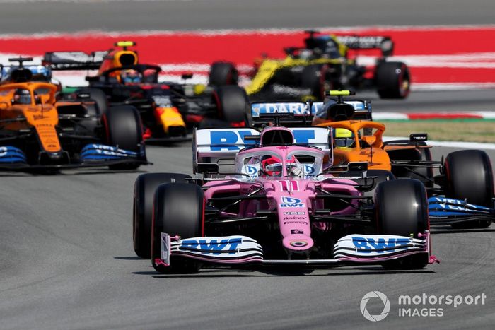 Sergio Pérez, Racing Point RP20, Lando Norris, McLaren MCL35, Carlos Sainz Jr., McLaren MCL35, Alex Albon, Red Bull Racing RB16