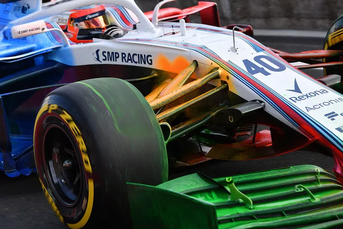 Robert Kubica, Williams FW41 con parafina en la suspensión y alerón delanteros