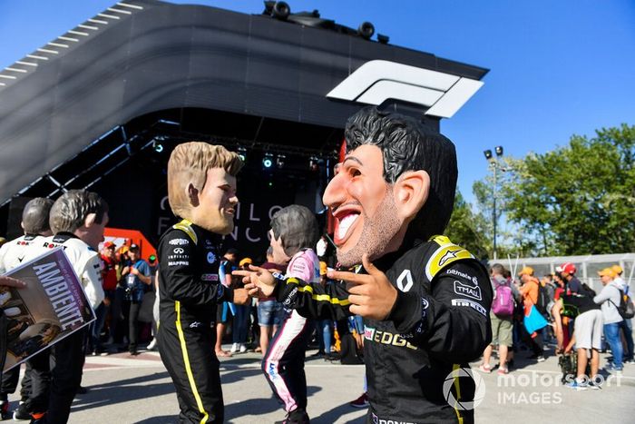 Caricaturas de Nico Hulkenberg, del equipo Renault F1, y Daniel Ricciardo, de Renault