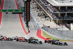 Lewis Hamilton, Mercedes AMG F1 W07 Hybrid leads at the start of the race