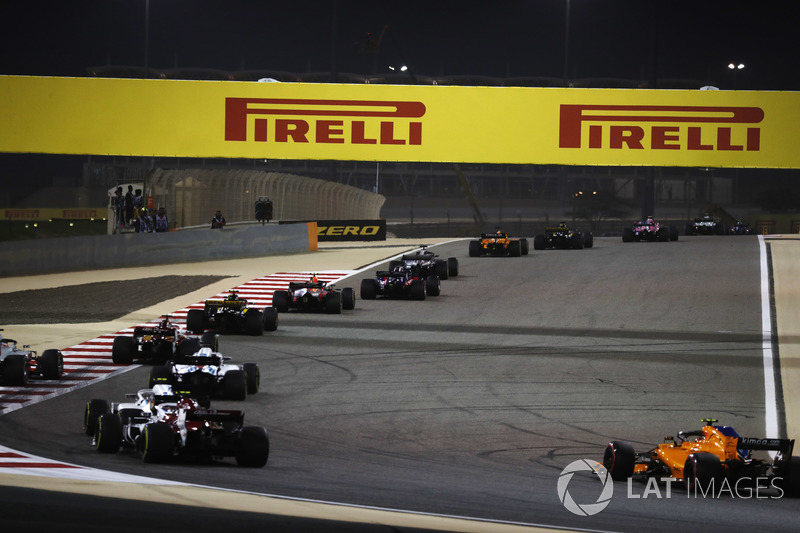 Marcus Ericsson, Sauber C37 Ferrari, Lance Stroll, Williams FW41 Mercedes, Romain Grosjean, Haas F1 Team VF-18 Ferrari, Sergey Sirotkin, Williams FW41 Mercedes, Charles Leclerc, Sauber C37 Ferrari, et Stoffel Vandoorne, McLaren MCL33 Renault