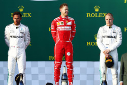 Podium: race winner Sebastian Vettel, Ferrari, second place Lewis Hamilton, Mercedes AMG F1, third place Valtteri Bottas, Mercedes AMG F1
