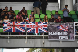 Lewis Hamilton, Mercedes AMG F1 fans and banners