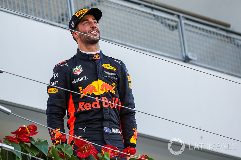 Daniel Ricciardo, Red Bull Racing celebrates on the podium