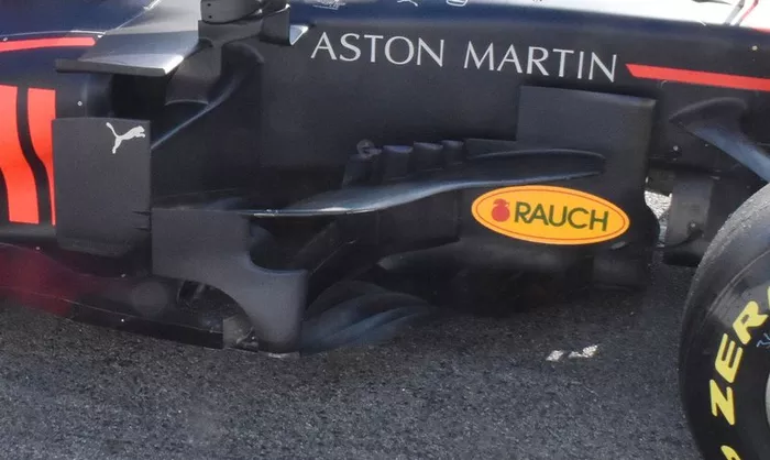 Detalle del pontón del Red Bull Racing RB15