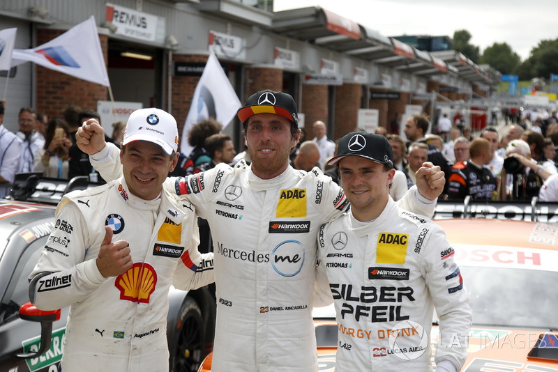 Top 3 después de la carrera, ganador, Daniel Juncadella, Mercedes-AMG Team HWA, segundo, Augusto Farfus, BMW Team RMG, tercero, Lucas Auer, Mercedes-AMG Team HWA