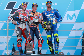 Podium: race winner Marc Marquez, Repsol Honda Team, second place Andrea Dovizioso, Ducati Team, third place Andrea Iannone, Team Suzuki MotoGP
