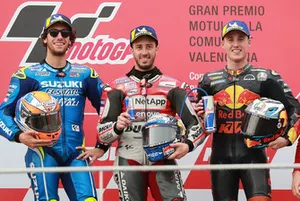 Podio: il vincitore della gara Andrea Dovizioso, Ducati Team, il secondo classificato Alex Rins, Team Suzuki MotoGP, il terzo classificato Pol Espargaro, Red Bull KTM Factory Racing